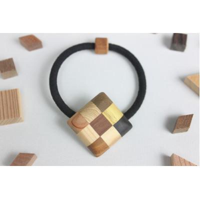 ふるさと納税 日南町 寄木のチェックヘアゴム