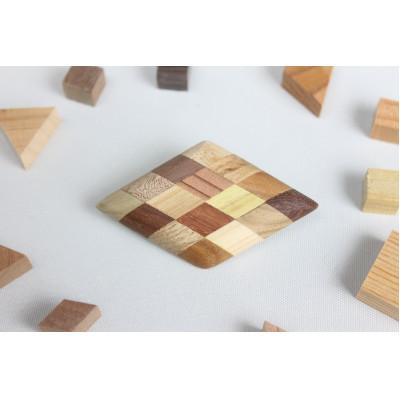 ふるさと納税 日南町 寄木のひし形ブローチ