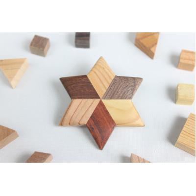 ふるさと納税 日南町 寄木の星形ブローチ