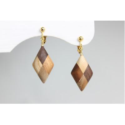 ふるさと納税 日南町 寄木のダイヤイヤリング