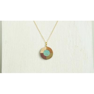 ふるさと納税 日南町 寄木と陶片のネックレス[トルコブルー]