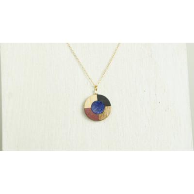 ふるさと納税 日南町 寄木と陶片のネックレス[瑠璃]