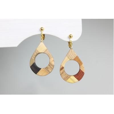 ふるさと納税 日南町 寄木のドロップイヤリング