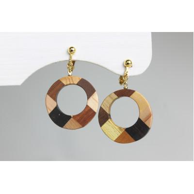 ふるさと納税 日南町 寄木のラウンドイヤリング