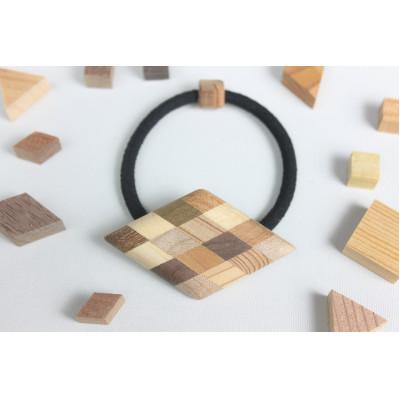 ふるさと納税 日南町 寄木のひし形ヘアゴム