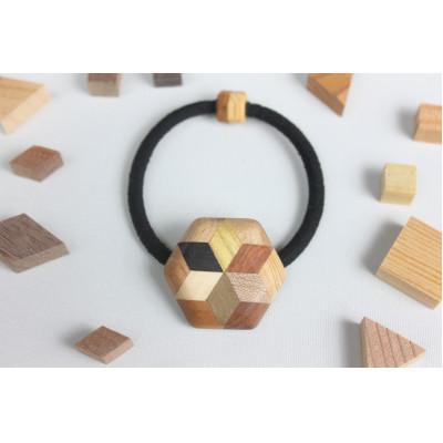 ふるさと納税 日南町 寄木の星が入った六角ヘアゴム