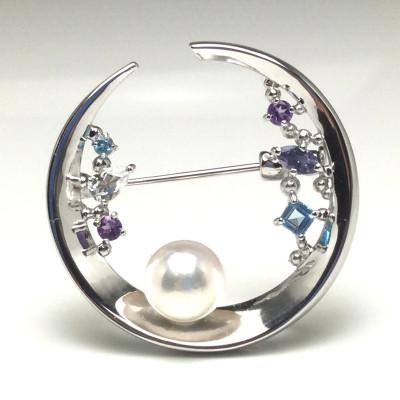 ふるさと納税 志摩市 老舗の真珠専門店・アコヤ真珠ブローチ SV925(銀色) 8.0〜8.5ミリ