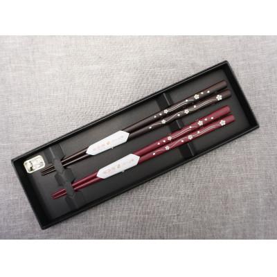 ふるさと納税 北上市 夢工房 貝象嵌箸 夫婦箸セット「雅」 贈答品 銘木・黒檀 パープルハート