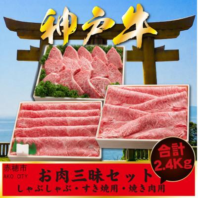 ふるさと納税 赤穂市 神戸牛 お肉三昧セット 2.4Kg AKSYS10 すき焼き しゃぶしゃぶ 焼肉 セット