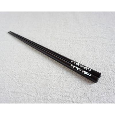 ふるさと納税 北上市 夢工房 貝象嵌箸「唐花文様(唐花)」銘木・黒檀 22.5cm 箸1膳