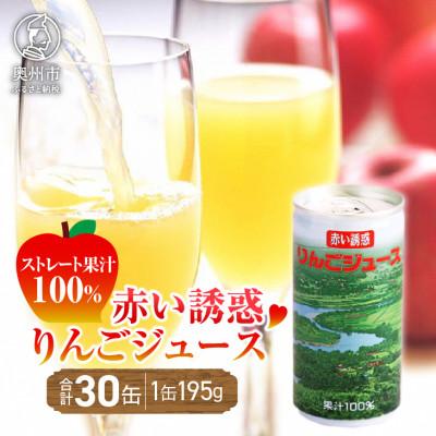 ふるさと納税 奥州市 赤い誘惑 りんごジュース 195g×30缶 ストレート果汁 100% [U0024]