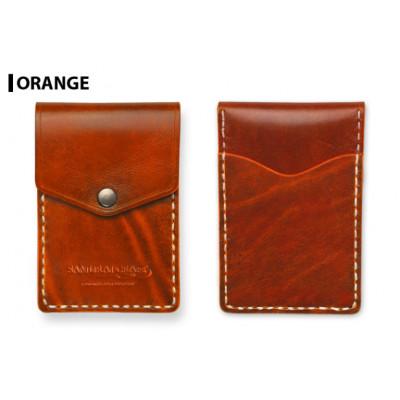 ふるさと納税 大和町 サムライクラフト 縦型カードケース&lt;オレンジ&gt;
