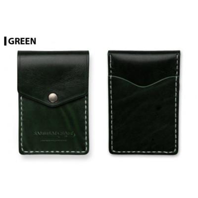 ふるさと納税 大和町 サムライクラフト 縦型カードケース&lt;グリーン&gt;