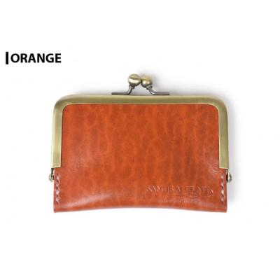 ふるさと納税 大和町 サムライクラフト がま口カードケース&lt;オレンジ&gt;