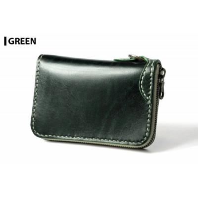 ふるさと納税 大和町 サムライクラフト ラウンドファスナーミドルウォレット&lt;グリーン&gt;