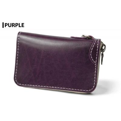 ふるさと納税 大和町 サムライクラフト ラウンドファスナーミドルウォレット&lt;パープル&gt;