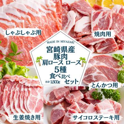 ふるさと納税 宮崎市 宮崎県産豚肉 肩ロース・ロース 5種食べ比べセット 小分け300gパック 合計1.5kg
