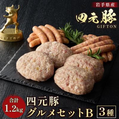 ふるさと納税 北上市 GIFTON 岩手県産四元豚 グルメセットB (生ハンバーグ・生ウインナー合計1.2kg)