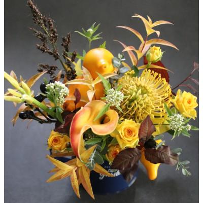 ふるさと納税 川内村 オリジナルフラワーアレンジメント(Mサイズ) 直径約20cm 季節のお花(生花)おまかせ