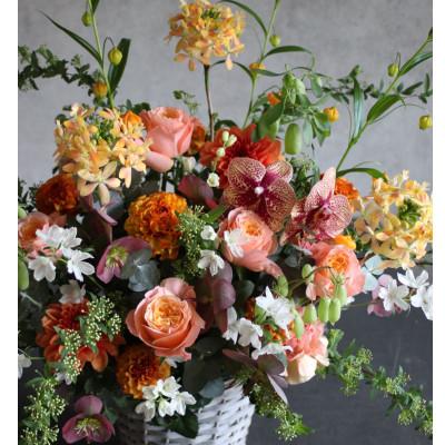 ふるさと納税 川内村 オリジナルフラワーアレンジメント (XLサイズ) 直径約40cm 季節のお花(生花)おまかせ