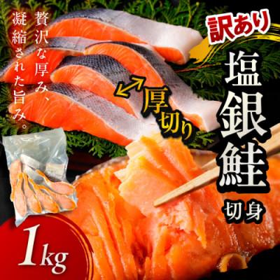 ふるさと納税 京丹後市 [訳あり・不揃い]お手軽!絶品!厚切り 塩銀鮭切身 (プロトン凍結)約1kg 肉厚なさけの切身