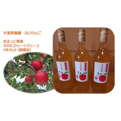 ふるさと納税 白石市 まるごと果実 木須果樹園 ふじりんご100%ストレートジュース 720ml×3本セット