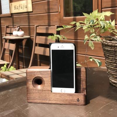 ふるさと納税 原村 木製スマホスピーカー アウルfree ウォールナット