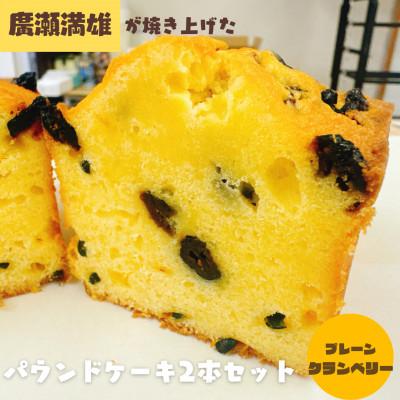 ふるさと納税 富士川町 [国産小麦使用・食品添加物不使用]廣瀬満雄のパウンドケーキ2本セット(プレーン・クランベリー)