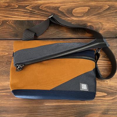 ふるさと納税 蕨市 伝統織物蕨双子織メッセンジャーバッグ(マスタード色)