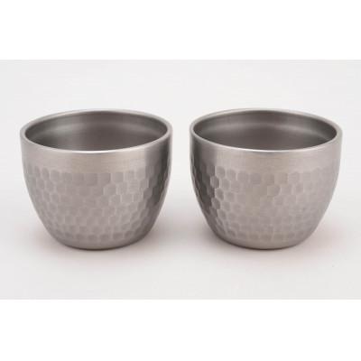 ふるさと納税 燕市 チタン鎚目二重ぐい呑み 2個シルバーカラー