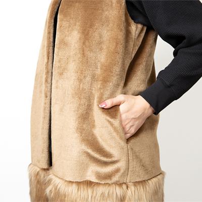 ふるさと納税 橋本市 OKADA TEXTILE エコファー切り替え ロングベスト　キャメルの画像