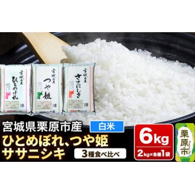ふるさと納税 栗原市 ブランド米 食べ比べセットA(ひとめぼれ・つや姫・ササニシキ 各2kg) 宮城県栗原産