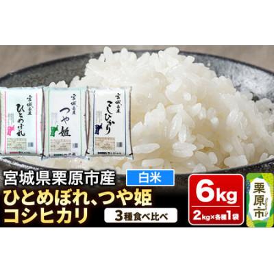 ふるさと納税 栗原市 ブランド米 食べ比べセットB(ひとめぼれ・つや姫・コシヒカリ 各2kg) 宮城県栗原産