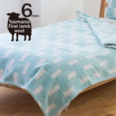 ふるさと納税 泉大津市 [キングサイズ]洗えるタスマニアラムウール混毛布 220×200cm グリーン1枚 OTW-K