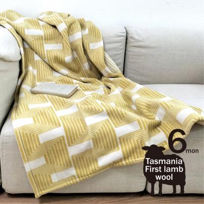 ふるさと納税 泉大津市 [ハーフサイズ]洗えるタスマニアラムウール混毛布 100×140cm イエロー1枚 OTW-R