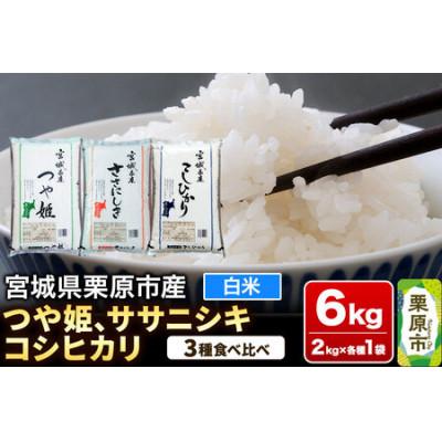 ふるさと納税 栗原市 ブランド米 食べ比べセットG ( つや姫・ササニシキ・コシヒカリ 各2kg×3品種) 宮城県栗原産