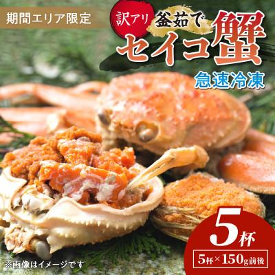 ふるさと納税 京丹後市 [期間エリア限定!訳あり]厳選!逸品! 急速冷凍 釜茹で セイコ蟹5杯