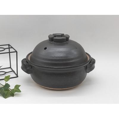 ふるさと納税 瀬戸市 瀬戸焼 黒マット6号土鍋(十字蓋)(150-0090)