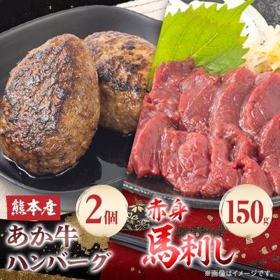 ふるさと納税 水上村 熊本県産 あか牛 ハンバーグ2個(150g×2個)・赤身150g(50g×3個)セット(水上村)