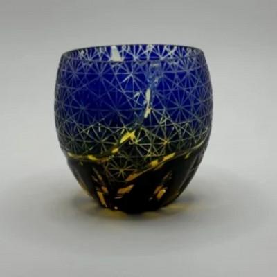 ふるさと納税 海南市 琥珀塗り切子(008)ブルー