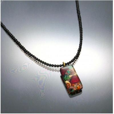 ふるさと納税 和泉市 ベネチアンガラス使いのブラックオニキスネックレス[果実]