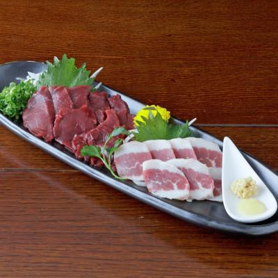 ふるさと納税 長洲町 [馬刺し]熊本直送 二種盛 ブロック肉 赤身200g・フタエゴ100g 合計300gセット(長洲町)