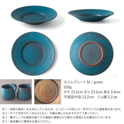 ふるさと納税 瑞浪市 恩田陽子 リムプレート 皿 M グリーン 美濃焼