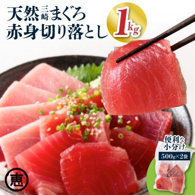 ふるさと納税 三浦市 天然三崎まぐろ 赤身切り落とし 1kg (500g×2袋) お手軽な小分け 解凍レシピ付き