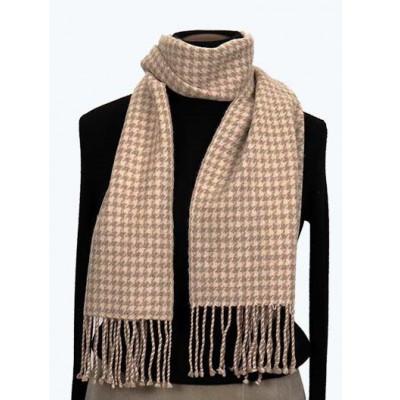 ふるさと納税 田原本町 無染色 カシミヤ マフラー 千鳥格子柄 66402 男女兼用 モカベージュ