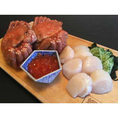 ふるさと納税 網走市 オホーツク海産オホーツク美味3大グルメセット 毛蟹1kg 帆立500g いくら醤油漬け1瓶でお届け。
