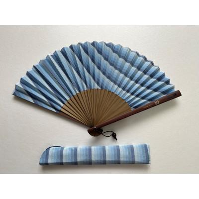 ふるさと納税 白山市 牛首紬 扇子セット(親彫木玉付):青