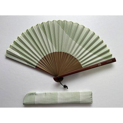 ふるさと納税 白山市 牛首紬 扇子セット(親彫木玉付):緑