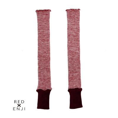 ふるさと納税 田原本町 アームウォーマー ニュアンスカラー切り返しパターン レッド&amp;エンジ