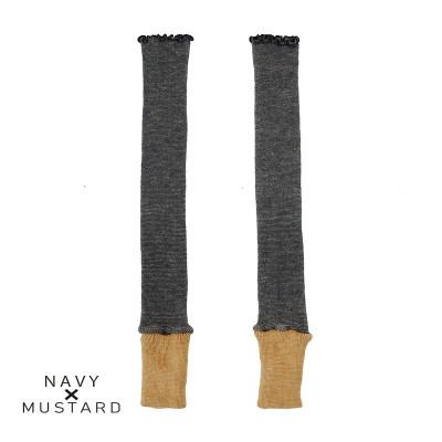 ふるさと納税 田原本町 アームウォーマー ニュアンスカラー切り返しパターン ネイビー&amp;マスタード